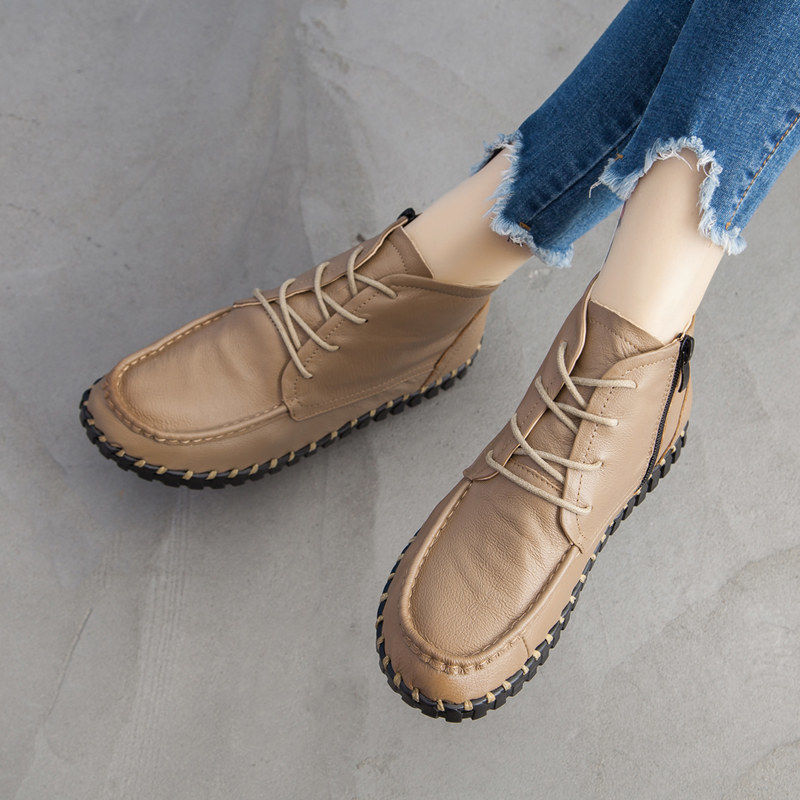 Oxford Lace Up Women - Prawdziwe skórzane buty damskie jesienna koronka