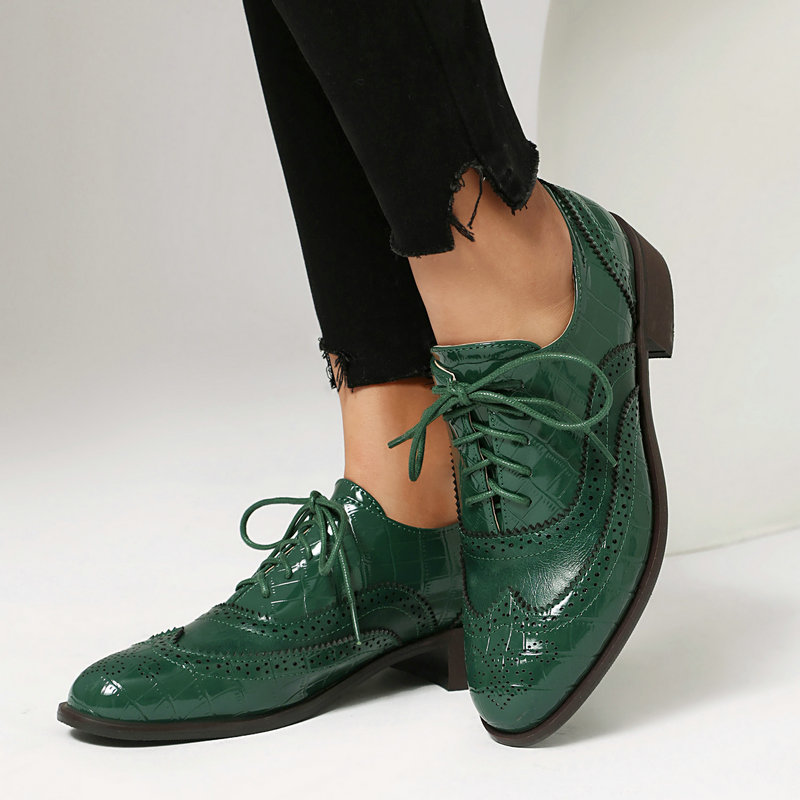 Oxford Lace Up Women - Damskie buty Oxford typu brogsy z