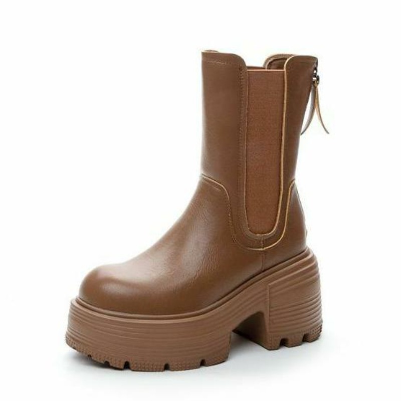 Women'S Shoes High Arch Support - 9cm Nowe Botki Motocyklowe Chelsea Damskie