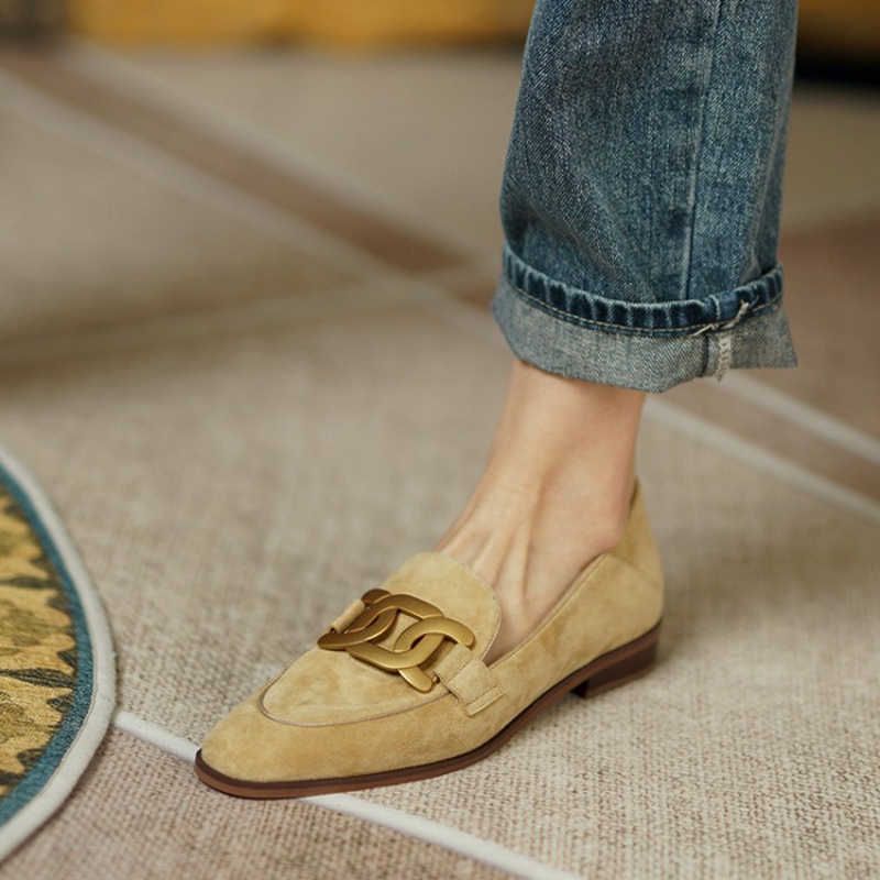 Women Shoes Black - Zamszowe damskie mokasyny wiosna/jesień na niskim