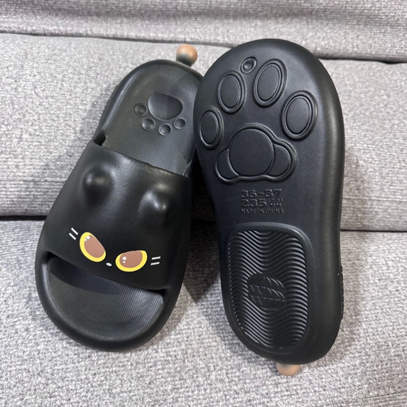 Women Shoes Black - Nowe, urocze, trójwymiarowe klapki damskie z