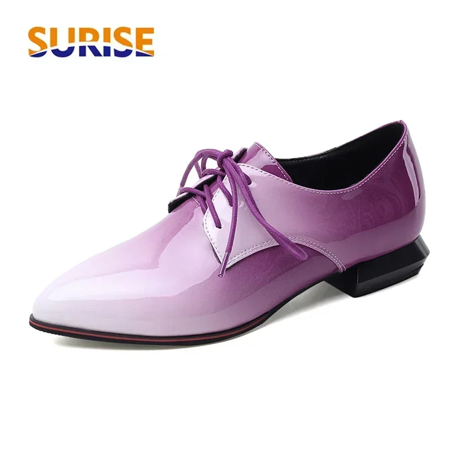 Oxford Lace Up Women - Brytyjskie damskie oksfordzie gradientowe czerwone fioletowe