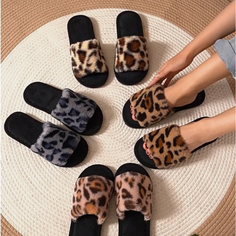 Women Shoes Winter - Ciepłe, puszyste, futrzane kapcie damskie w