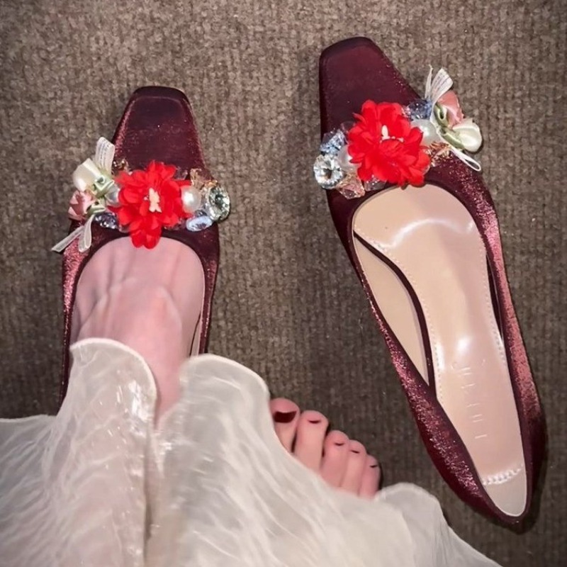 Slingback Pumps Women - Wodoodporne platformy ślubne, kwiatowe, na wysokim