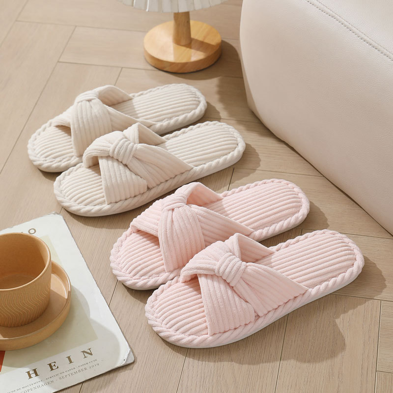 Women Shoes Winter - Damskie kapcie domowe z sztruksu z