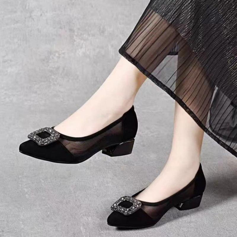 Slingback Pumps Women - Eleganckie czółenka z ostrym noskiem, siateczkowym