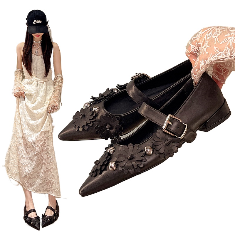 Metalowe nitowane klamry, mięk – Women Shoes Black recenzja i cena
