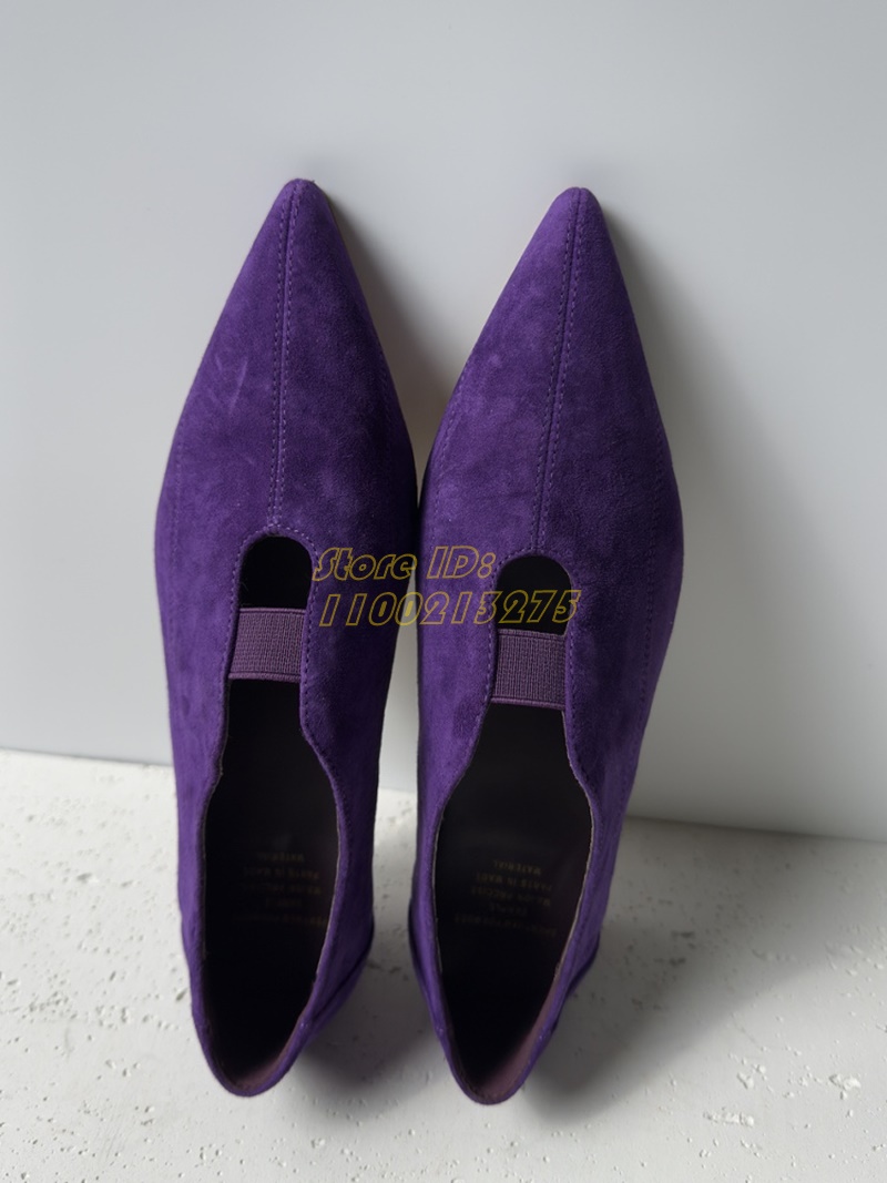 Fioletowe zamszowe czółenka z  – Women Shoes Winter recenzja i cena