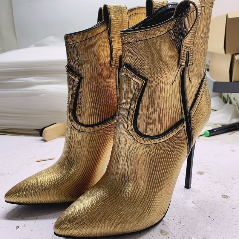 Srebrno-złote lakierowane botk – Women'S Shoes Size 12 recenzja i cena