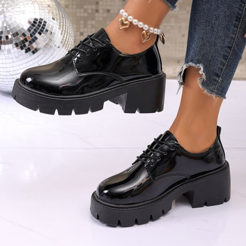 Nowe damskie czarne platformy  – Oxford Lace Up Women recenzja i cena