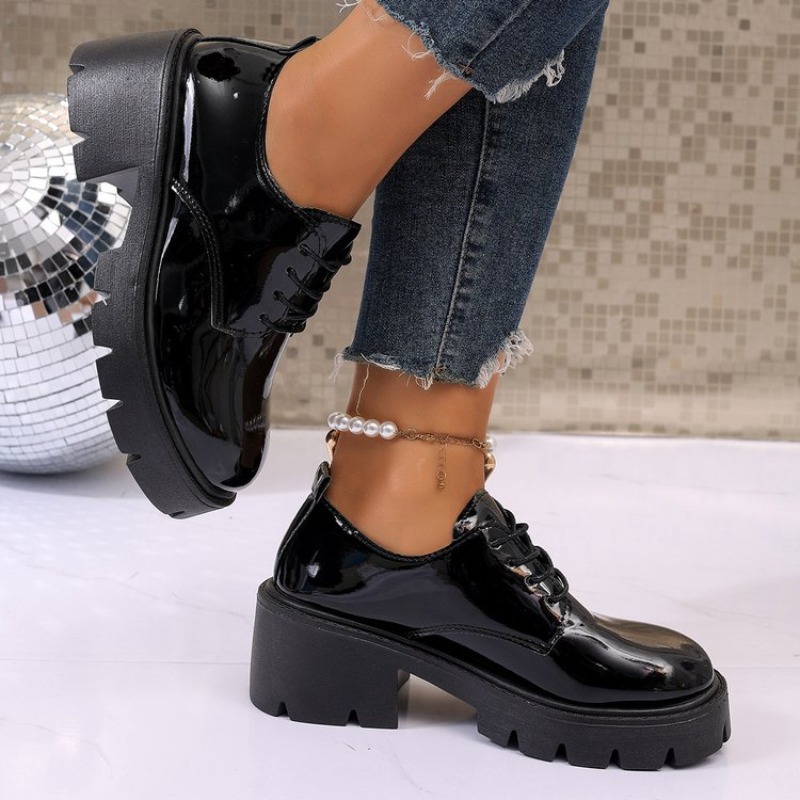 Nowe damskie czarne platformy  – Oxford Lace Up Women recenzja i cena