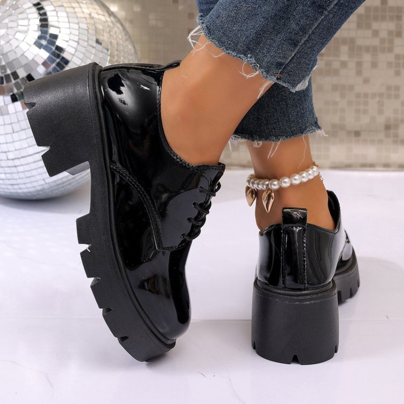 Nowe damskie czarne platformy  – Oxford Lace Up Women recenzja i cena