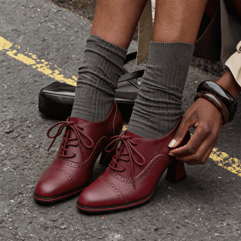 Damskie oksfordki na obcasie z – Oxford Lace Up Women recenzja i cena