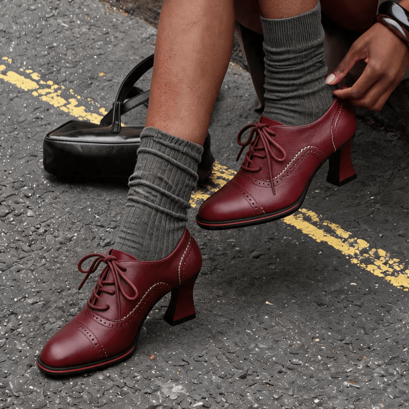 Damskie oksfordki na obcasie z – Oxford Lace Up Women recenzja i cena
