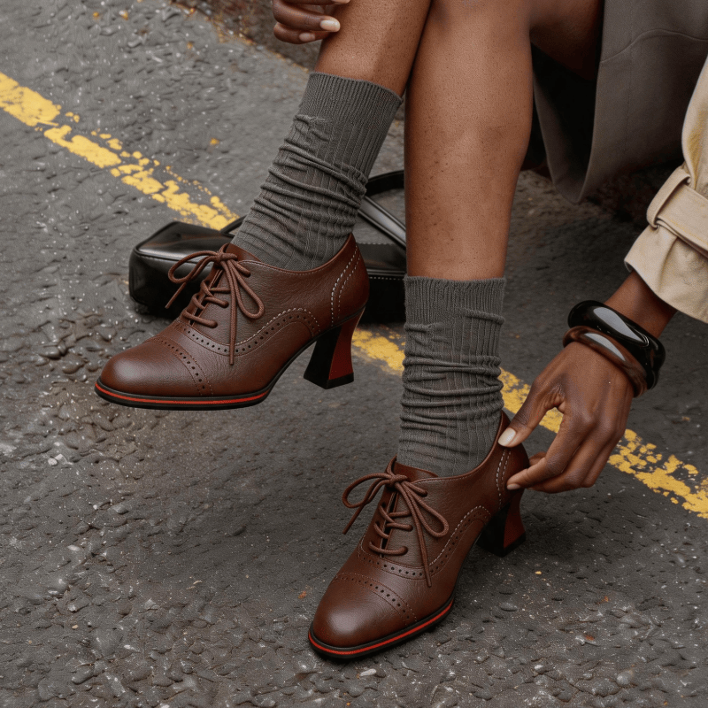 Damskie oksfordki na obcasie z – Oxford Lace Up Women recenzja i cena